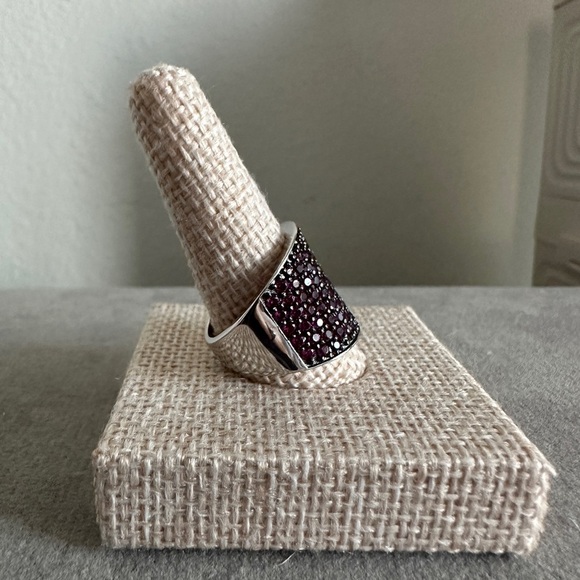 Pave Rhodolite Garnet 3/4" Wide Band Ring - Picture 3 of 12